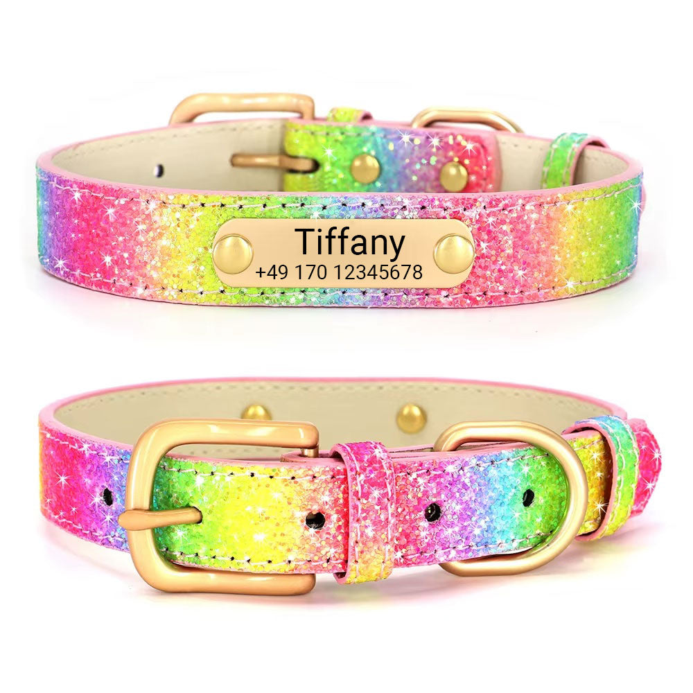 Collare per cani "Tiffany" personalizzato con nome e telefono. Incisione laser inclusa.