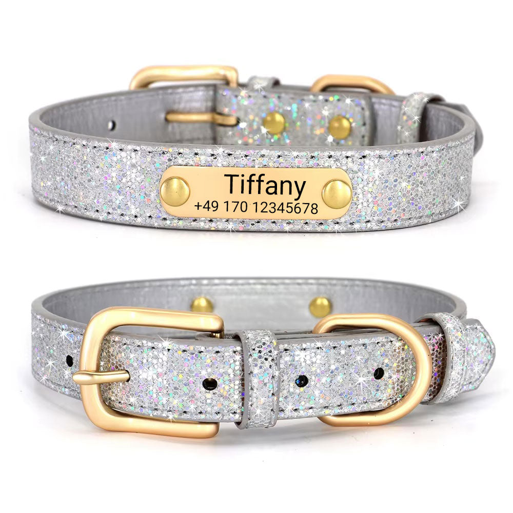 Collare per cani "Tiffany" personalizzato con nome e telefono. Incisione laser inclusa.