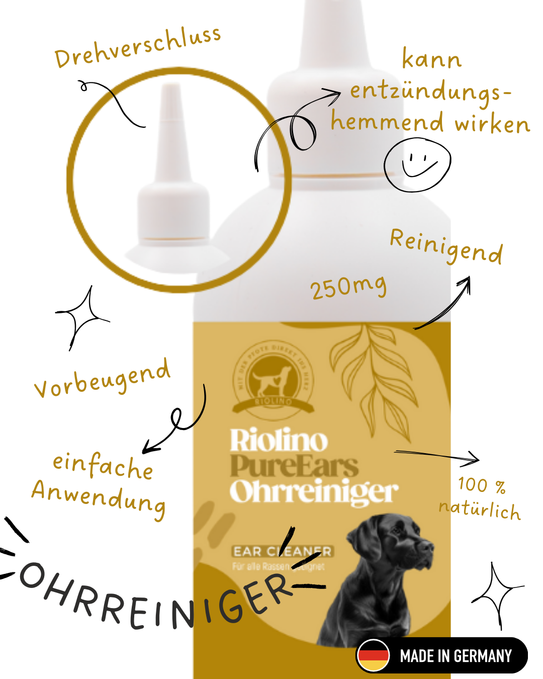 Riolino PureEars - Detergente delicato per orecchie sensibili