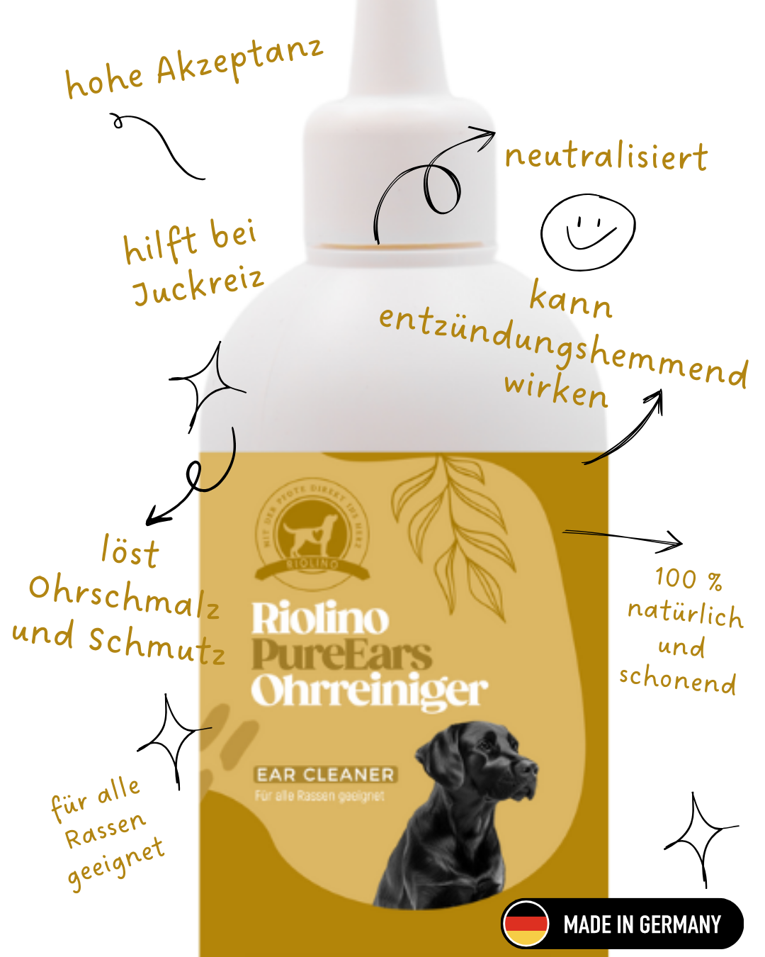 Riolino PureEars - Detergente delicato per orecchie sensibili