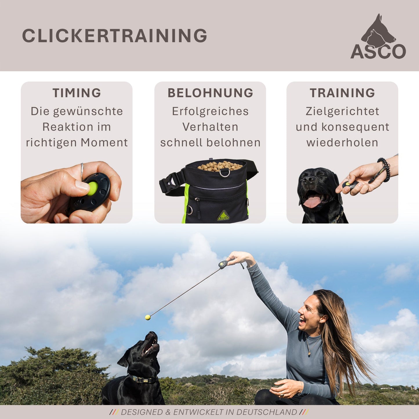 ASCO Finger Clicker - Clicker premium per l'addestramento di cani, gatti e cavalli