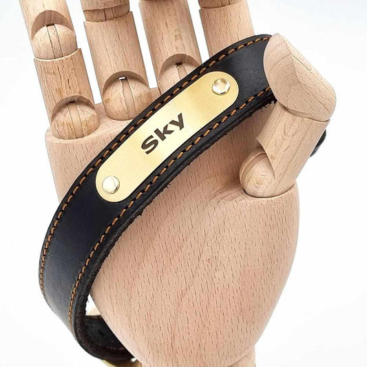 Edles Lederhalsband mit Gravur für große Hunde