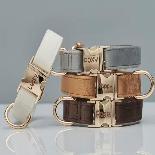 Collare per cani in velluto personalizzato "Emilia" con incisione – Regolabile ed Elegante 