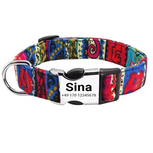 Collare per cani „Sina“ – Personalizzato con nome e numero | Regolabile, colorato e robusto 