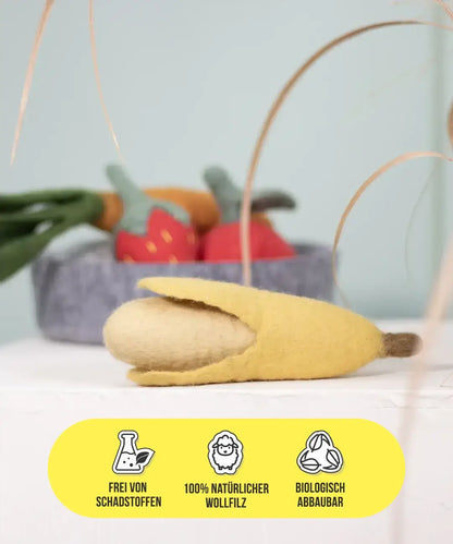 BUDDY. Giocattolo per cani in feltro di lana "Banana" 