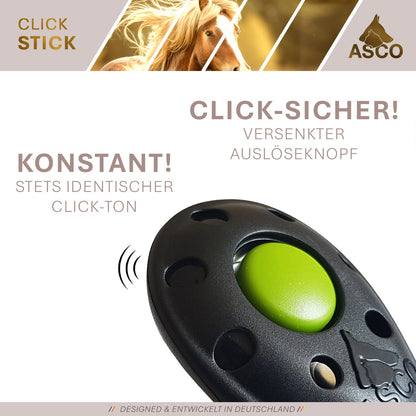 ASCO ClickStick - Bastone bersaglio con clicker premium staccabile - Bastone bersaglio per l'addestramento a click del cane e del gatto - Bastone bersaglio allungabile con clicker extra - Bastone bersaglio per l'addestramento a target