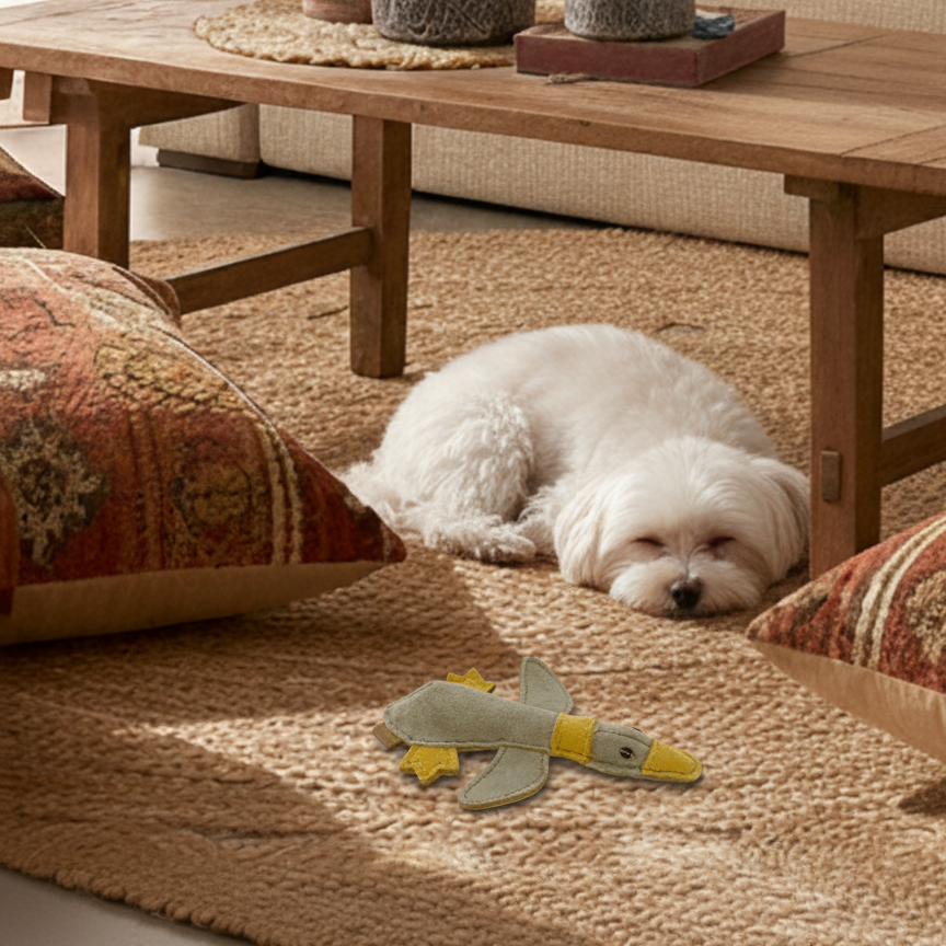 BUDDY. Giocattolo per cani in pelle "Piccola Anatra" 