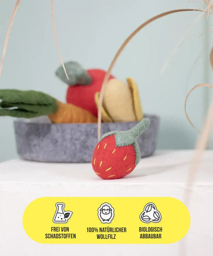 BUDDY. Giocattolo per cani in feltro di lana "Fragola" 