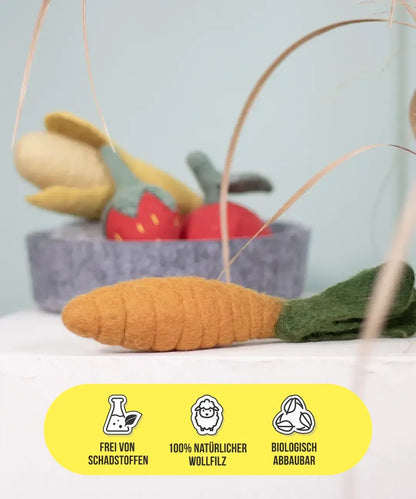 BUDDY. Giocattolo per cani in feltro di lana "Carota" 