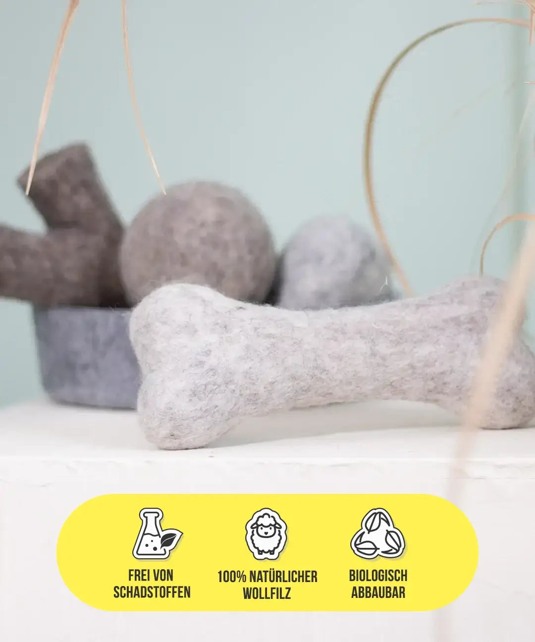 BUDDY. Giocattolo per cani in feltro di lana "Osso" 