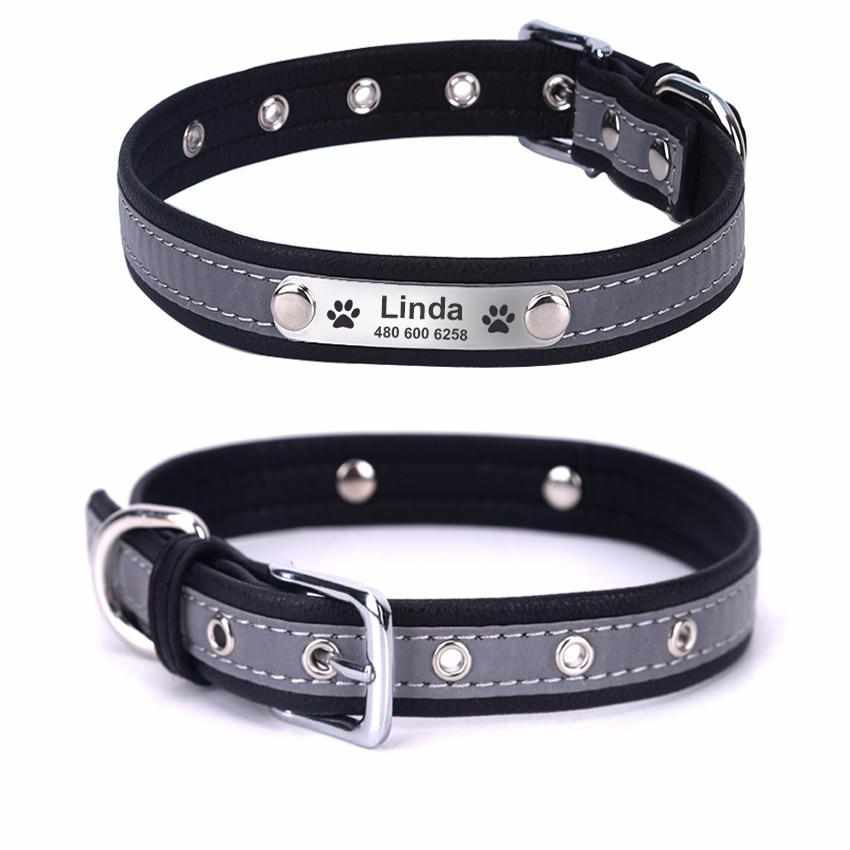 Reflektierendes Personalisiertes Hunde Halsband inkl. GRATIS GRAVUR 36-56cm