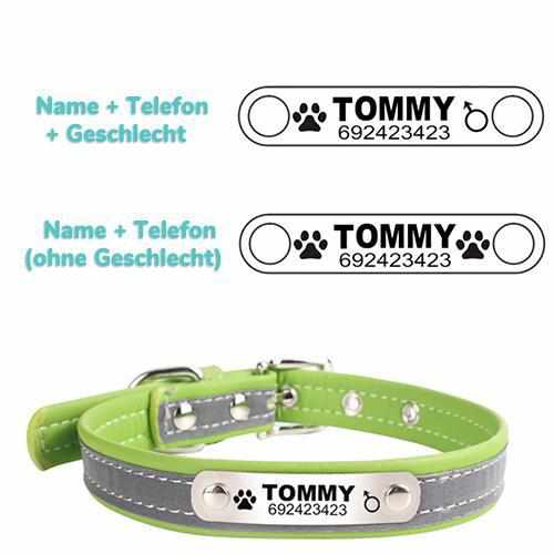 Reflektierendes Personalisiertes Hunde Halsband inkl. GRATIS GRAVUR 36-56cm